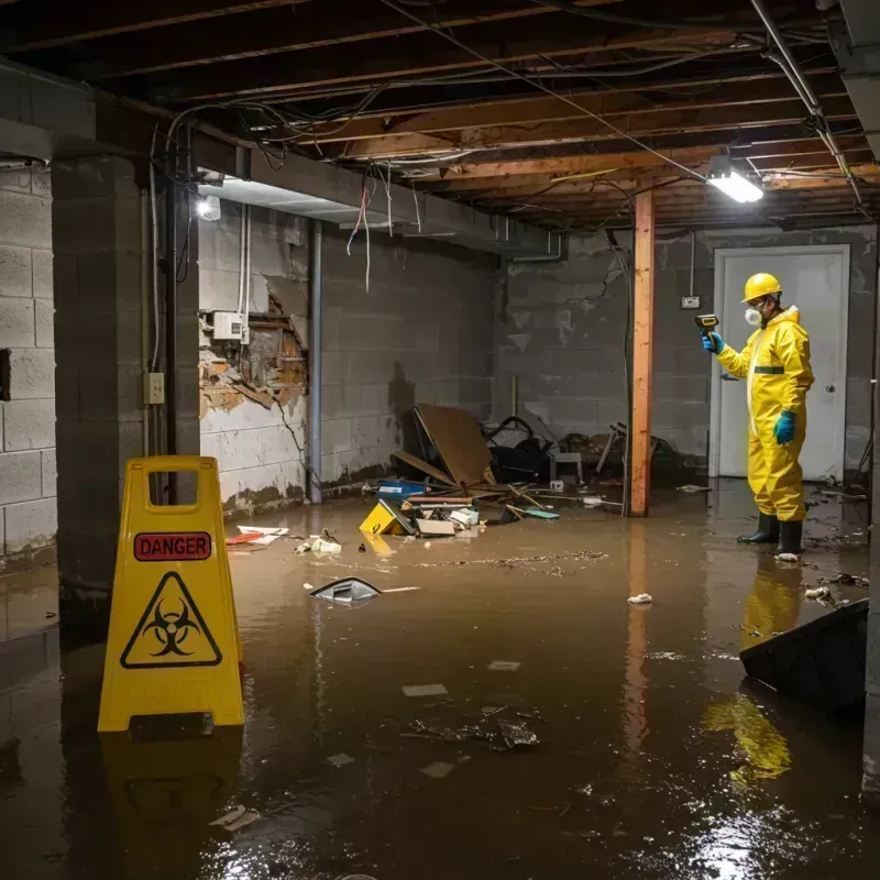 Flooded Basement Electrical Hazard in Connersville, IN Property